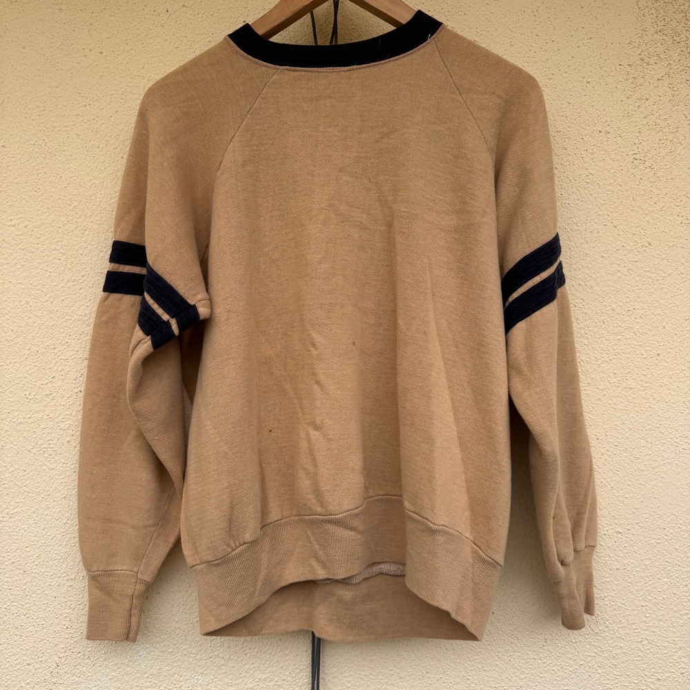 Vintage 50s 60s KKG Raglan Sweatshirt Tan Navy Sorority Fraternity Size Medium - Picture 2 of 13